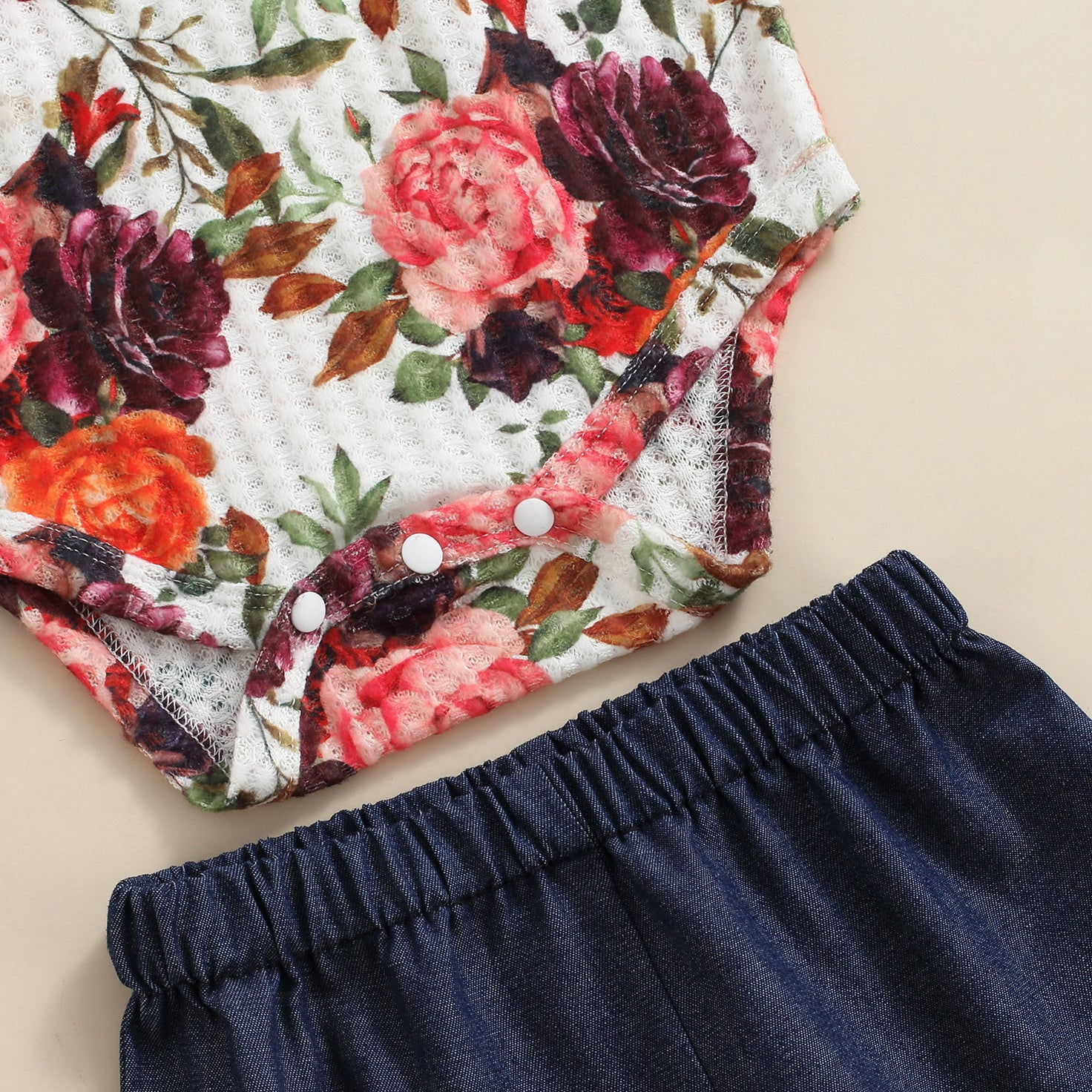 2PCS Adorable Floral Print Long Sleeve Baby Set