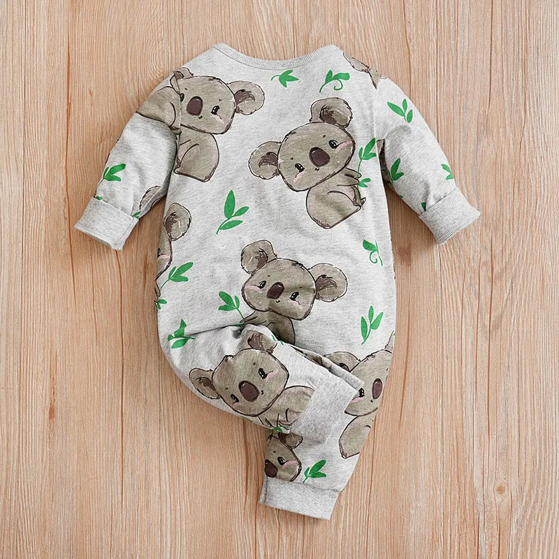 Loveable Koala Printed Long Sleeve Baby Jumpsuit