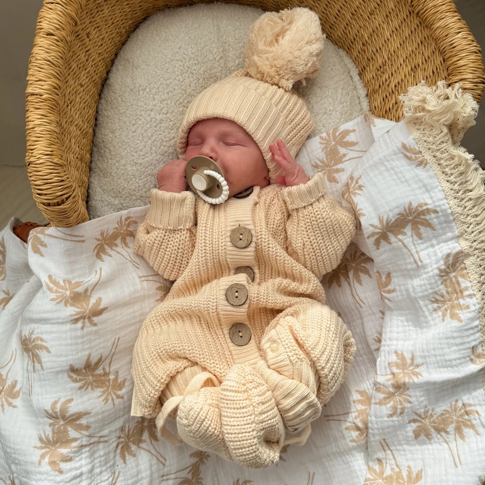 2PCS Pure Knit Solid Color Baby Jumpsuit