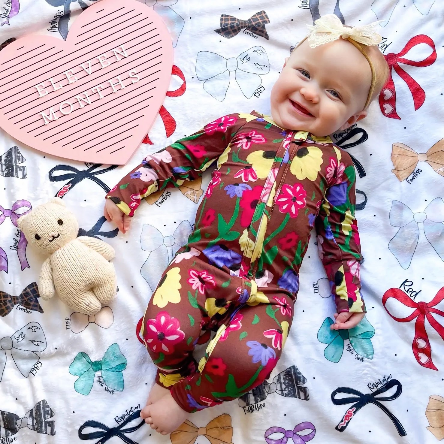 Pretty Floral Printed Zipper Bamboo Viscose Baby Jumpsuit