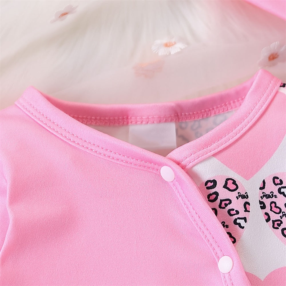 2PCS The Princess Letter Heart Printed Baby Jumpsuit