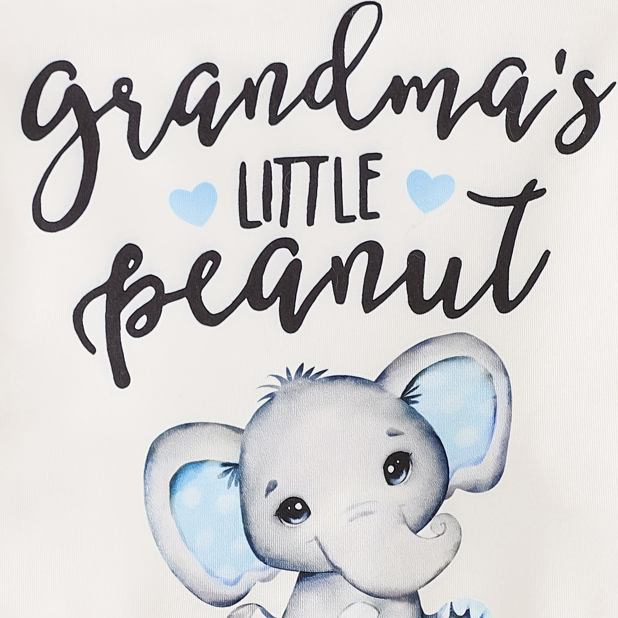 2PCS Grandma's Little Peanut Letter Elephant Plaid Print Baby Set
