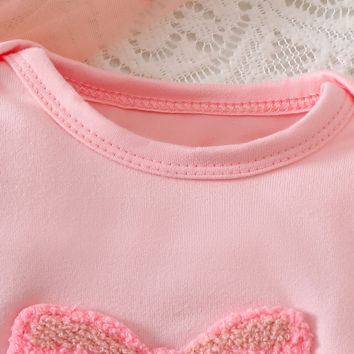 2PCS Pretty Bow Appliqué Long Sleeve Baby Girl Set