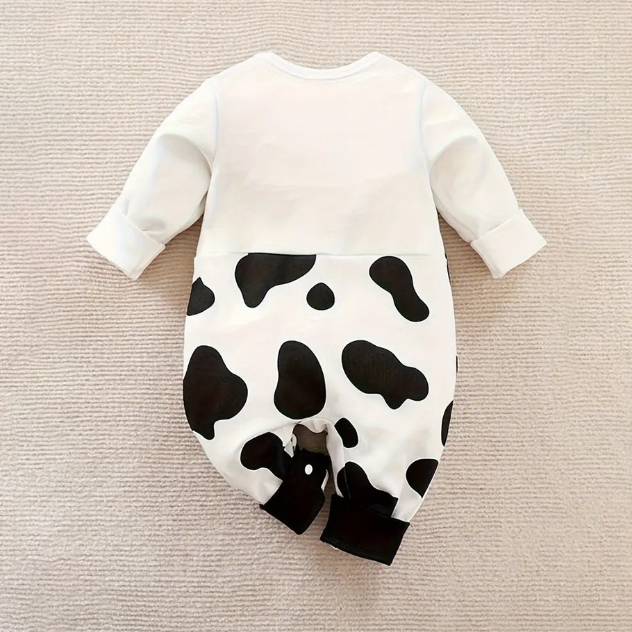 Lovely Cute Cow Printed Long Sleeve Baby Jumpsuit