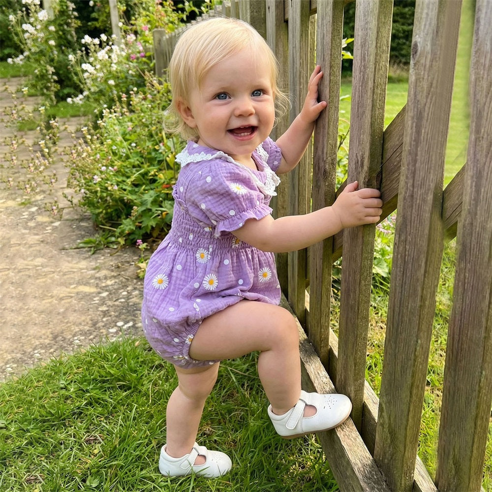 Comfy Daisy Printed Short Sleeve Baby Romper