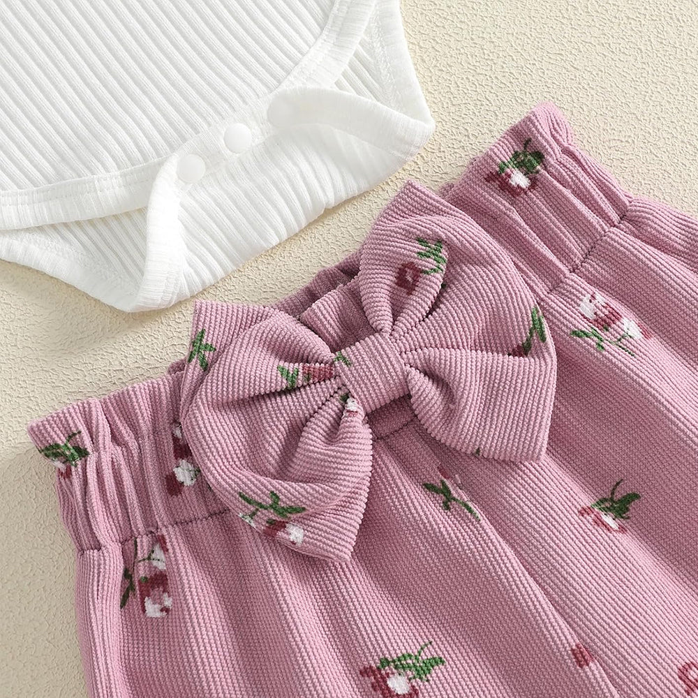 3PCS Refined Daddy's Little Girl Letter Floral Print Baby Set