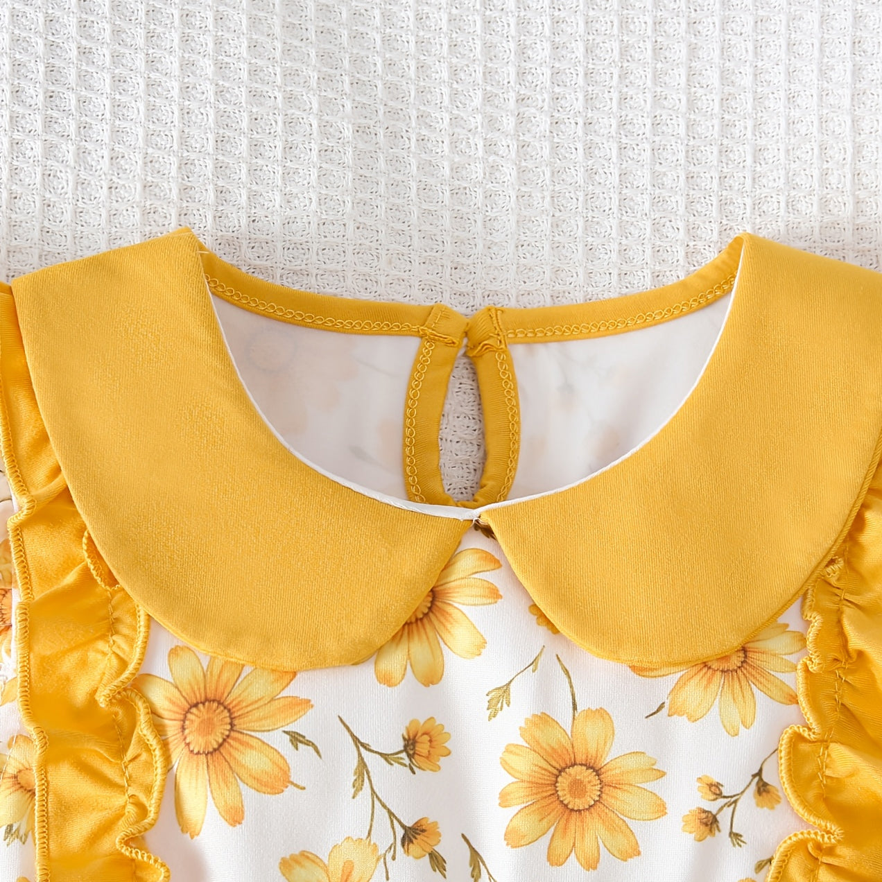 Grace Daisy Plaid Print Flutter Sleeve Baby Romper