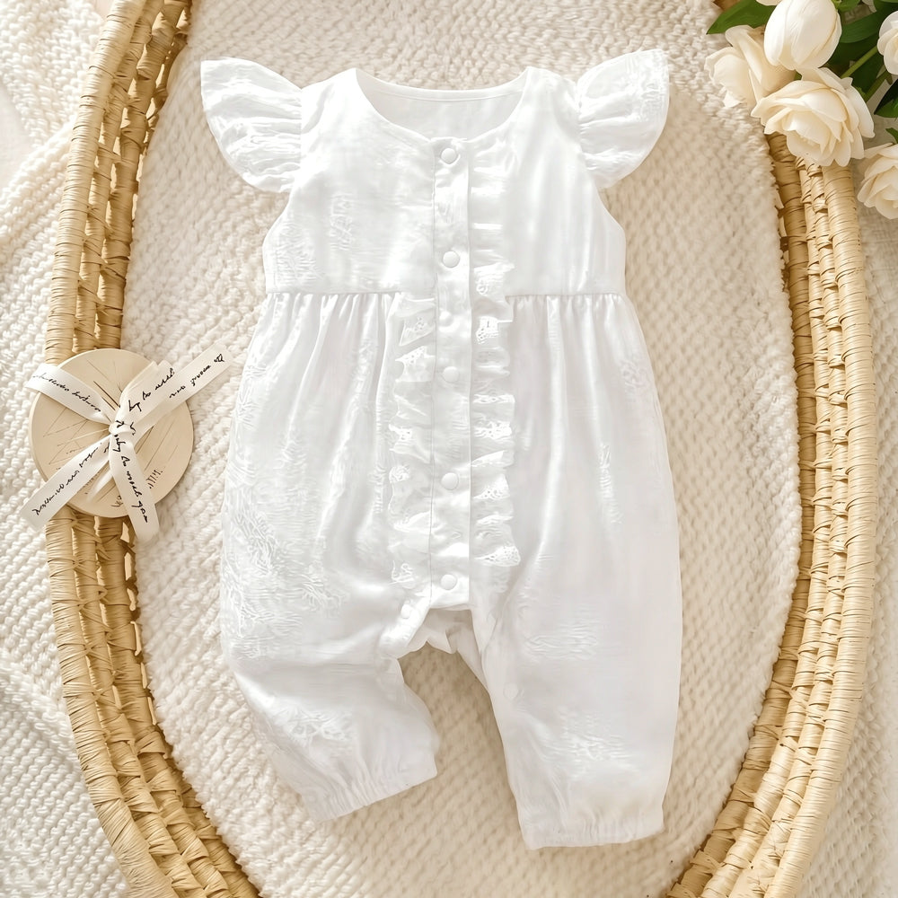 Casual Solid Color Sleeveless Baby Girl Jumpsuit