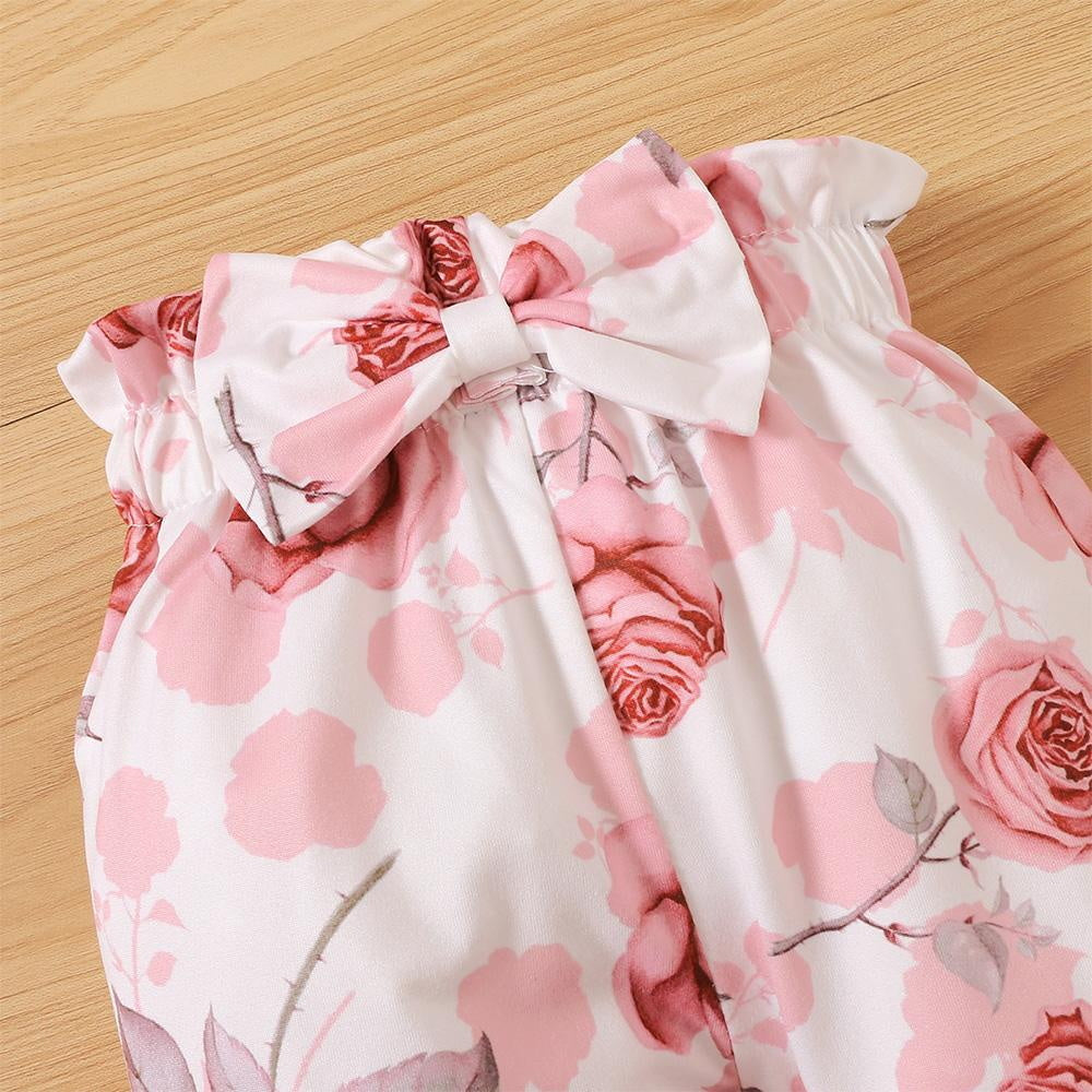 3PCS Daddy's Girl Mommy's World Letter Floral Print Long Sleeve Baby Set