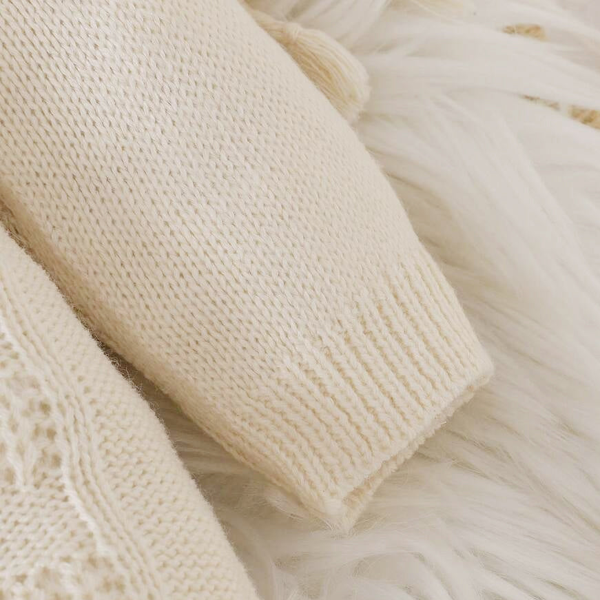 2PCS Casual Solid Color Knit Long Sleeve Baby Girl Jumpsuit
