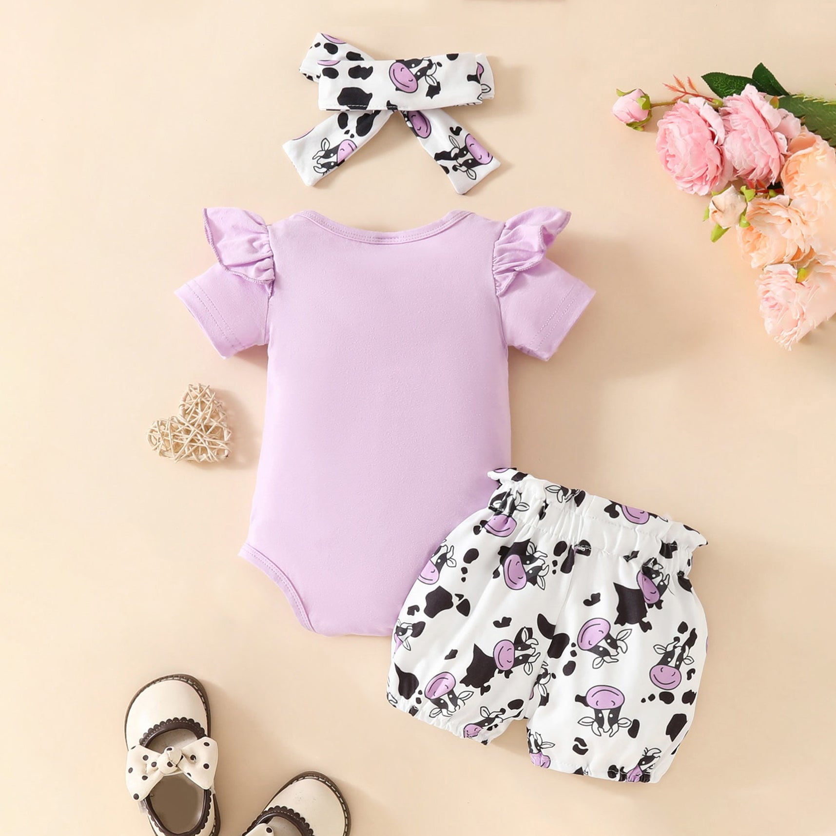 3PCS Holy Cow I'm Cute Letter Printed Baby Set