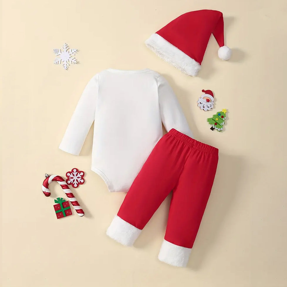 3PCS My 1st Christmas Letter Printed Long Sleeve Baby Set