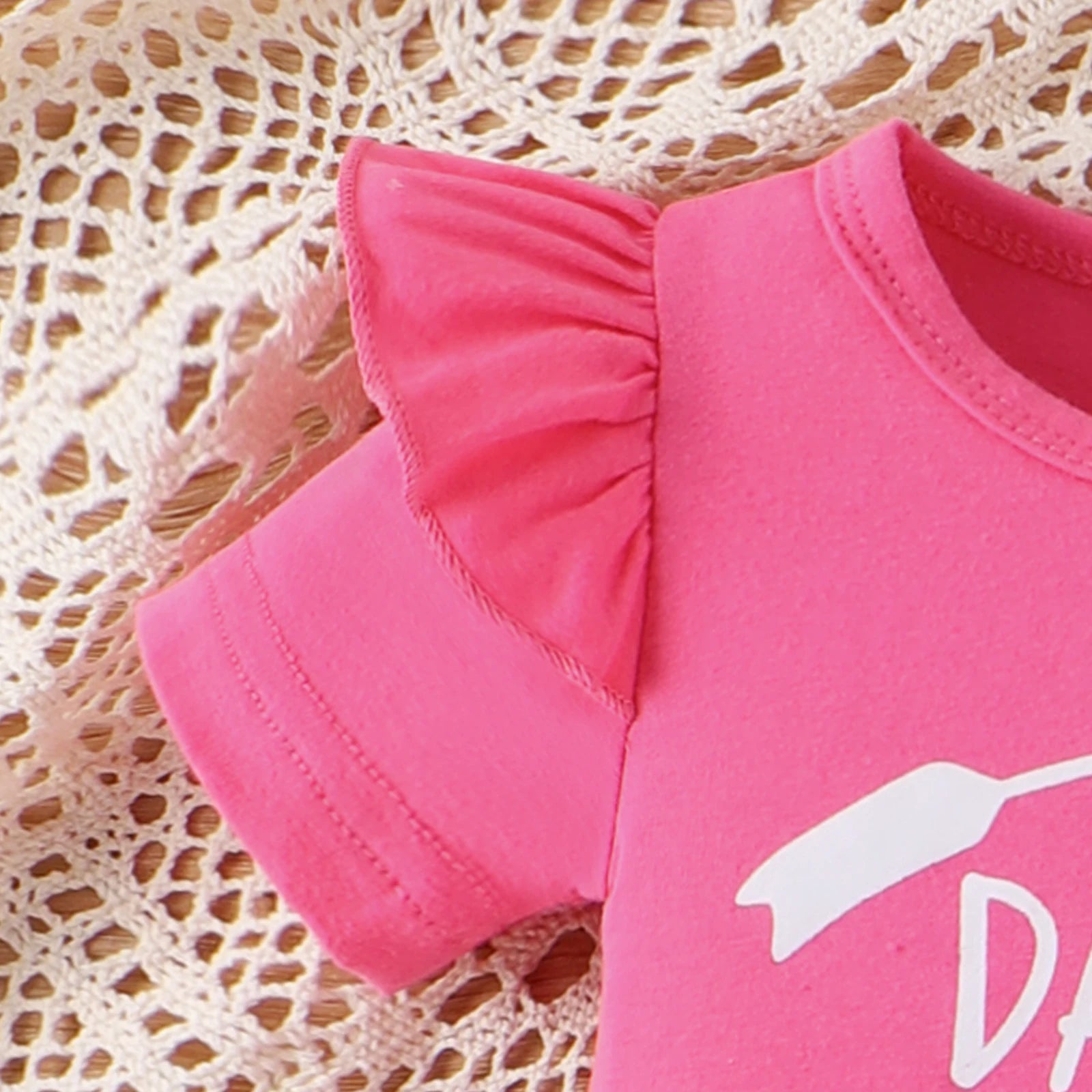 3PCS Daddy's Girl Letter Heart Print Short Sleeve Baby Set