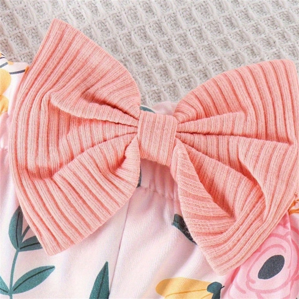 4PCS Daddy's Girl Letter Floral Print Long Sleeve Baby Set