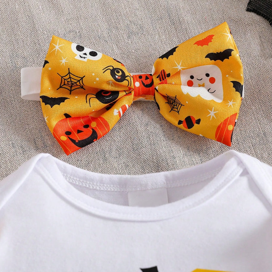 4PCS My 1st Halloween Letter Pumpkin Printed Baby Skirt Set