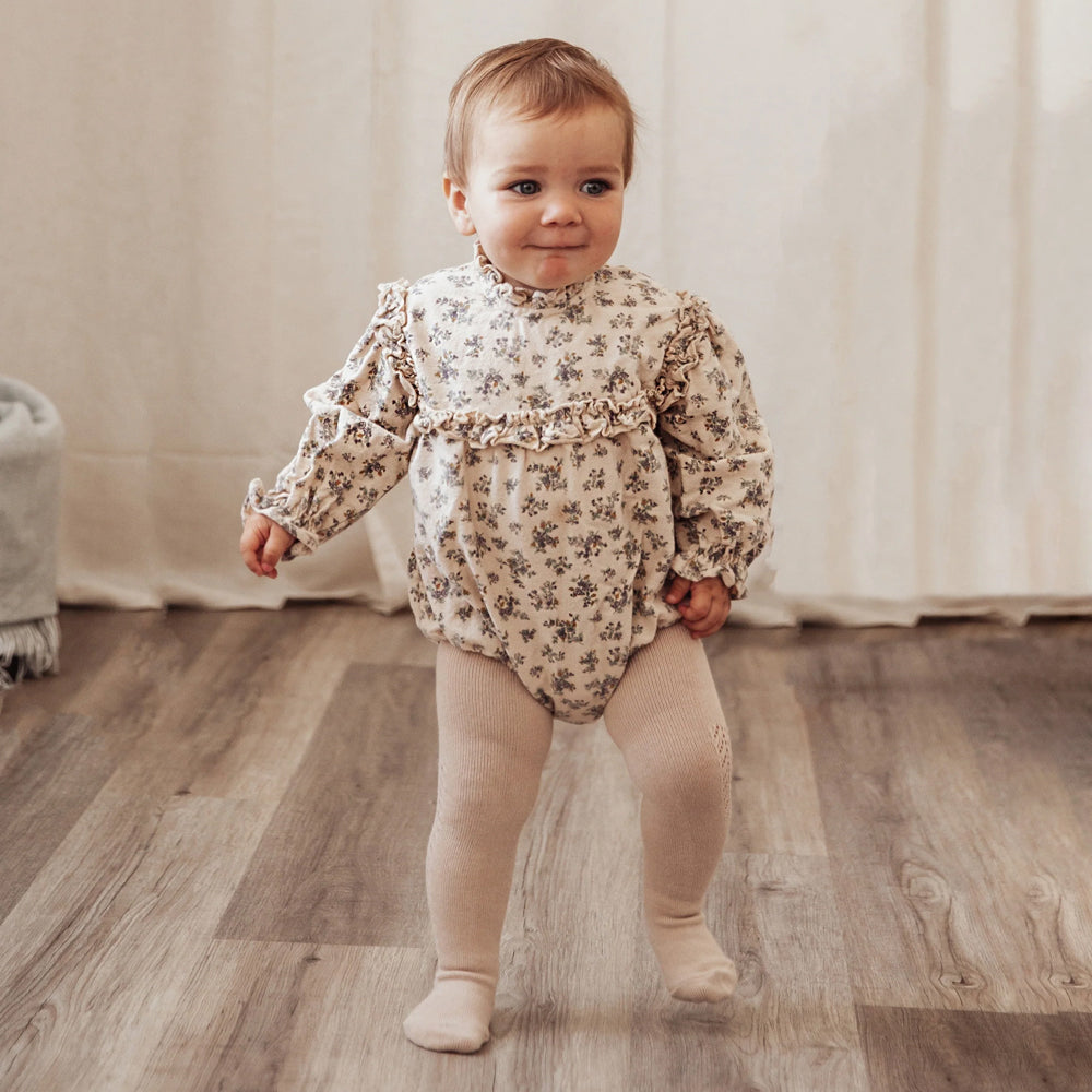Adorable Allover Floral Print Long Sleeve Baby Romper