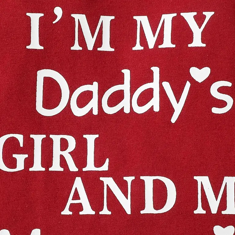 3PCS I'm My Daddy's Girl And My Mommy's World Letter Floral Printed Baby Girl Set