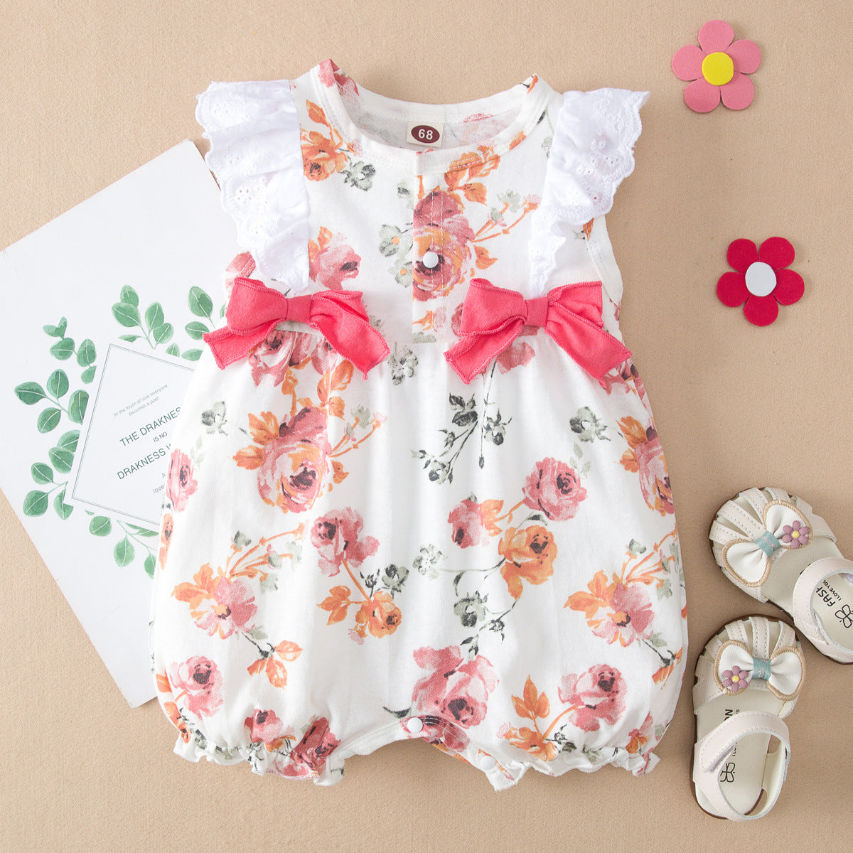 Pretty Floral Printed Sleeveless Baby Girl Romper