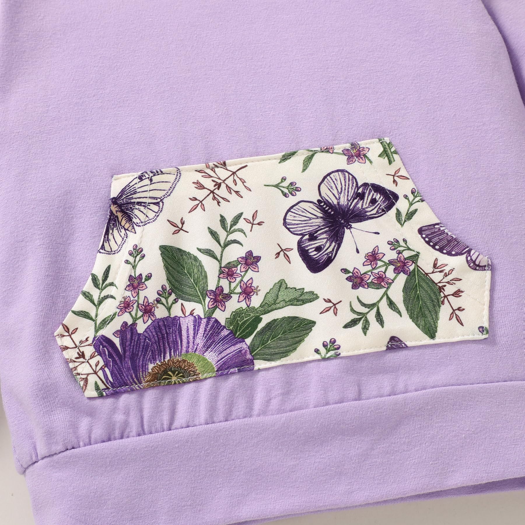 2PCS Elegant Floral Butterfly Printed Hooded Long Sleeve Baby Set