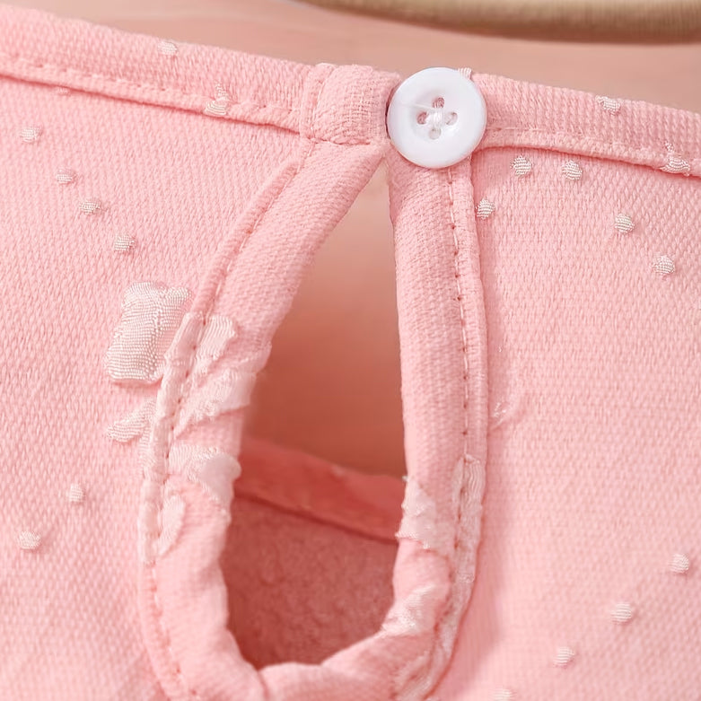 2PCS 3D Bow Print Long Sleeve Lace Baby Romper