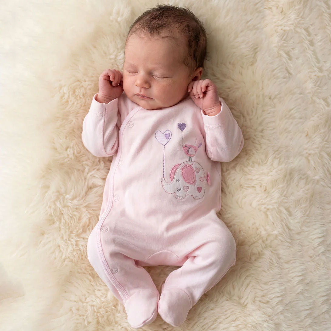 Cute Elephant Embroidery Long Sleeve Baby Jumpsuit