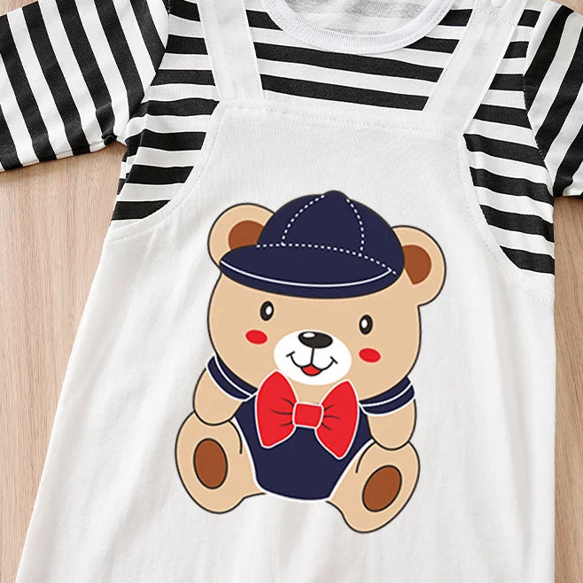 Adorable Bear Print Long Sleeve Baby Jumpsuit