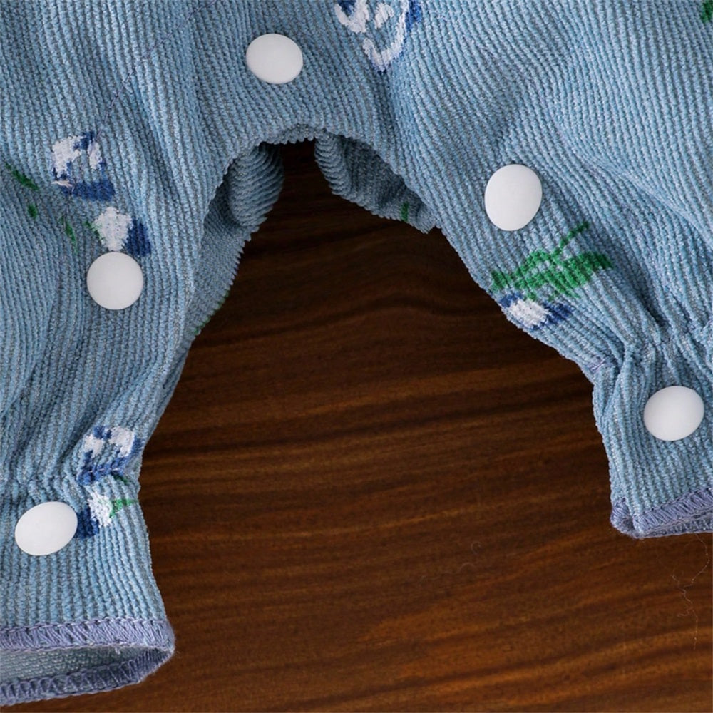 2PCS Causal Floral Printed Bow Short Sleeve Baby Jumpsuit