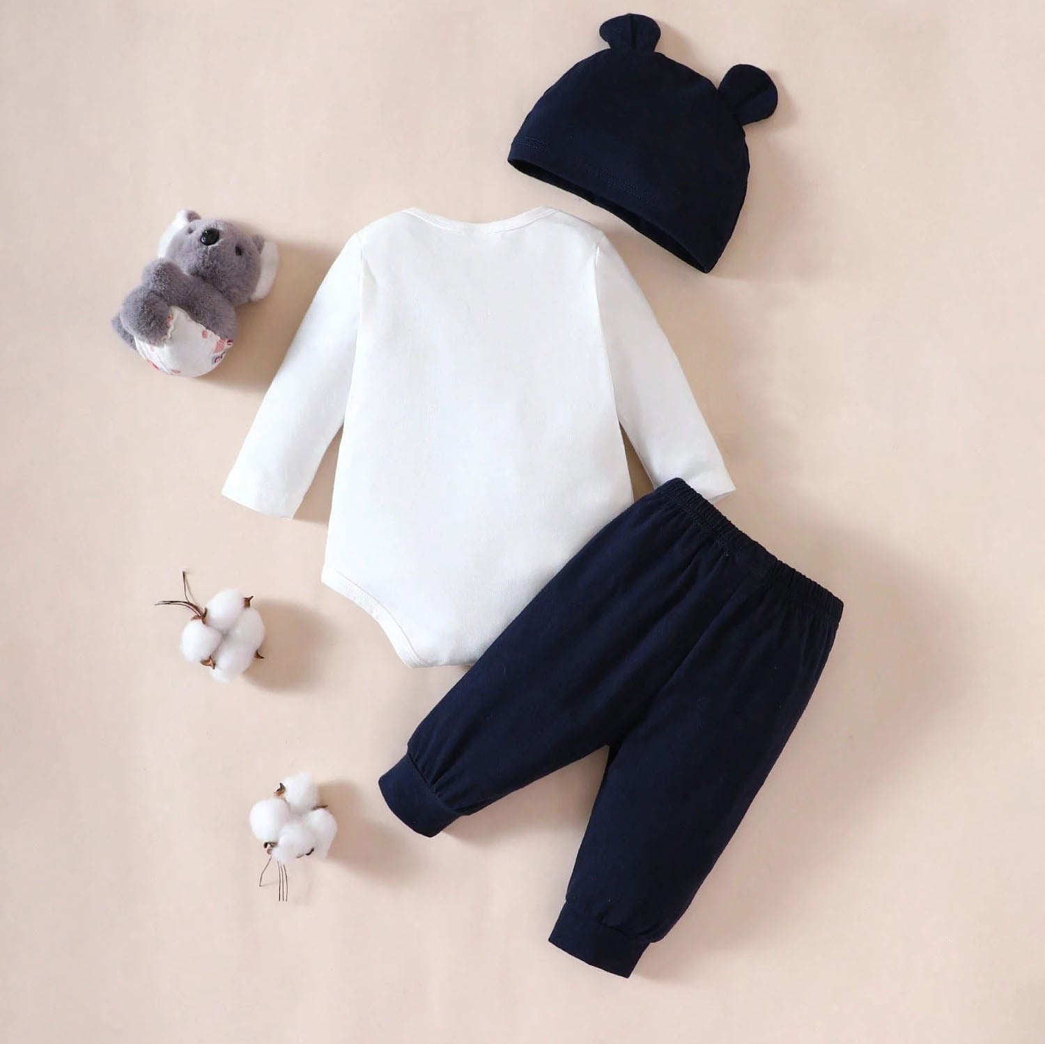 3PCS Casual Coolest Baby Ever Letter Koala Printed Baby Set