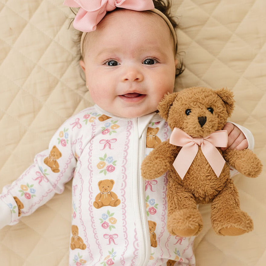 Grace Bear Floral Printed Long Sleeve Zipper Baby Jumpsuit