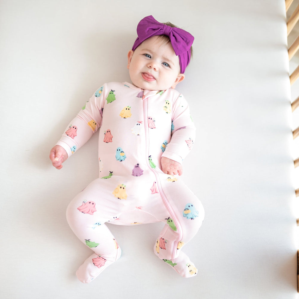 Halloween Ghost Printed Zipper Baby Jumpsuit