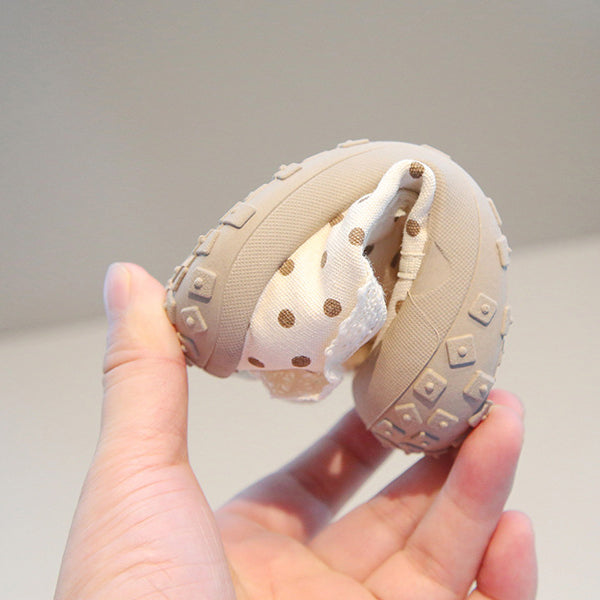 Casual Polka Dot 3D Floral Decor Baby Shoes