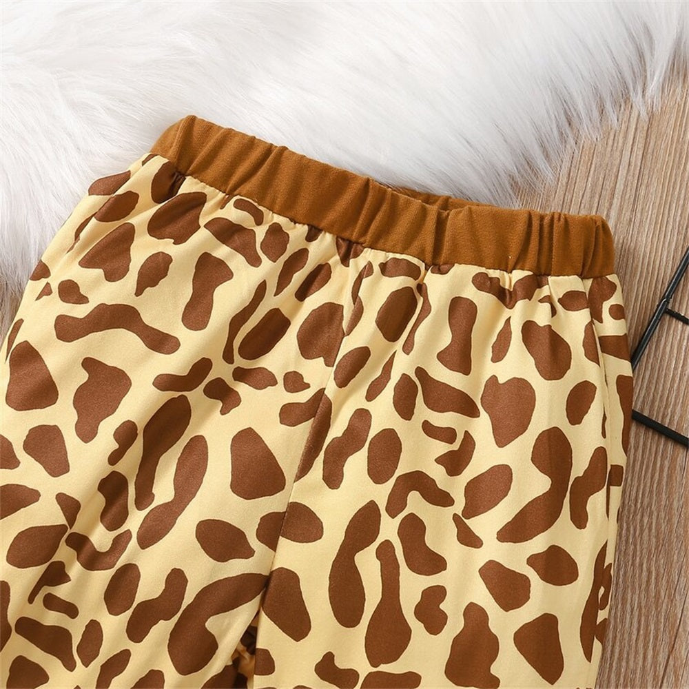 3PCS Adorable Giraffe Printed Long Sleeve Baby Set