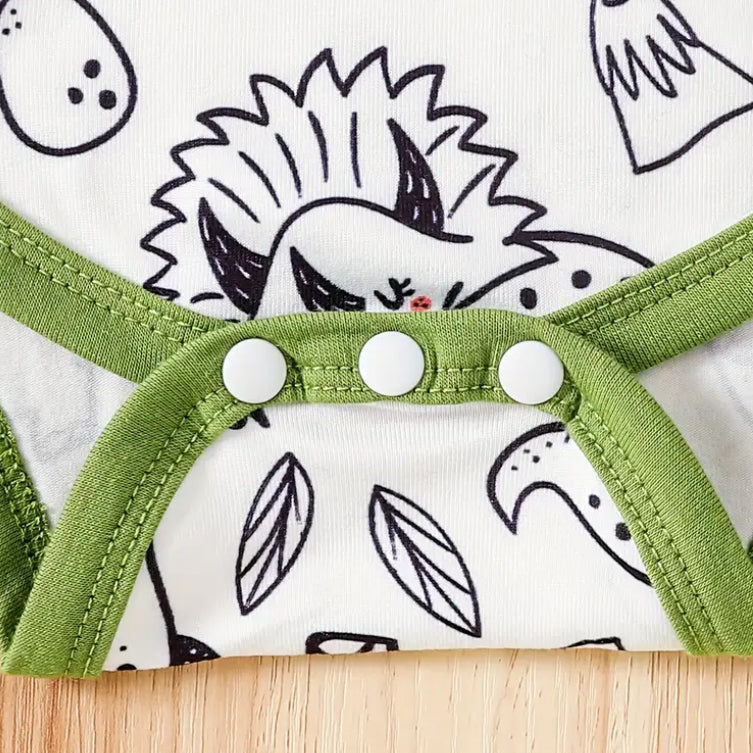 2PCS Casual Dinosaur Print Long Sleeve Hoodie Baby Set