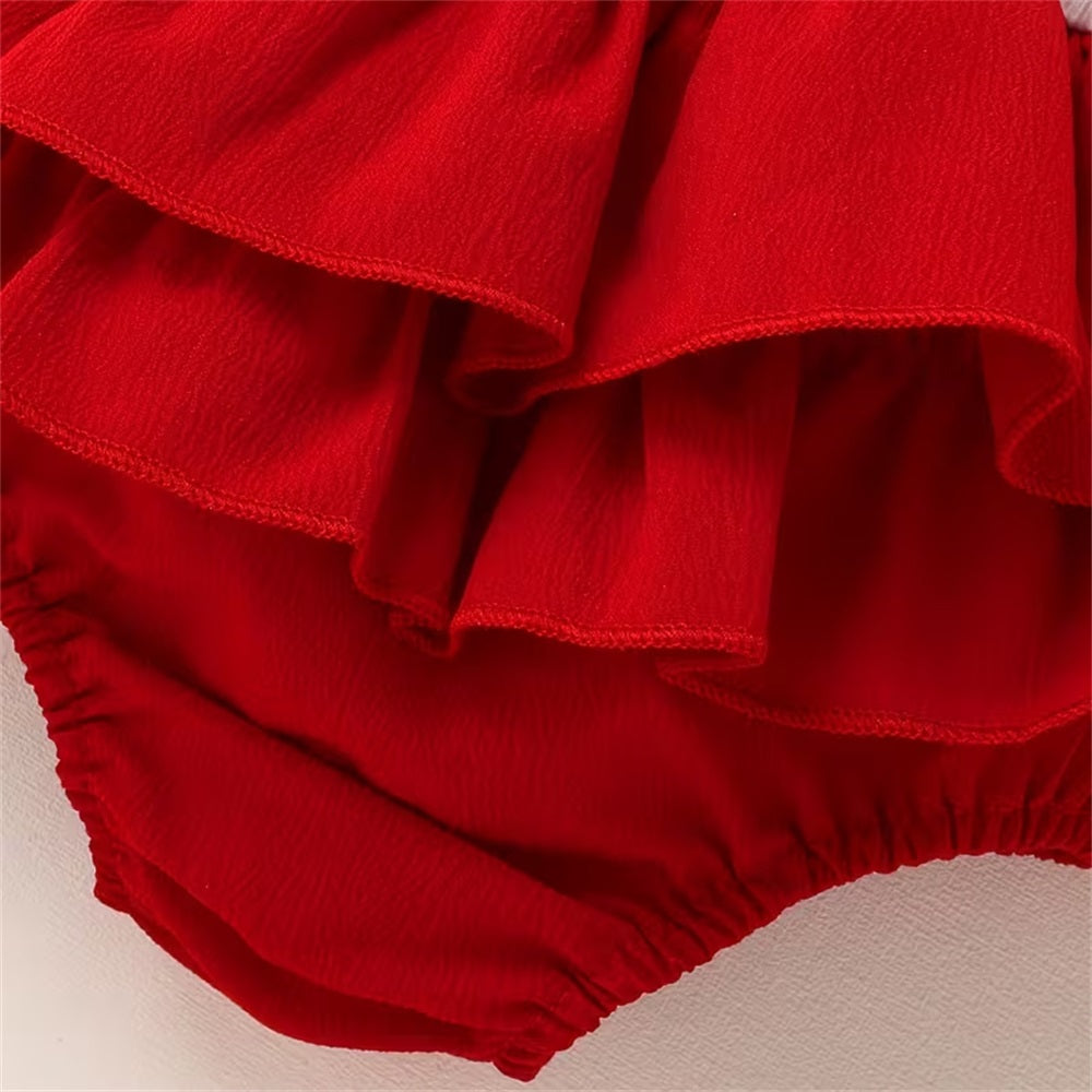 2PCS Cute Strawberry Embroidery Short Sleeve Baby Romper