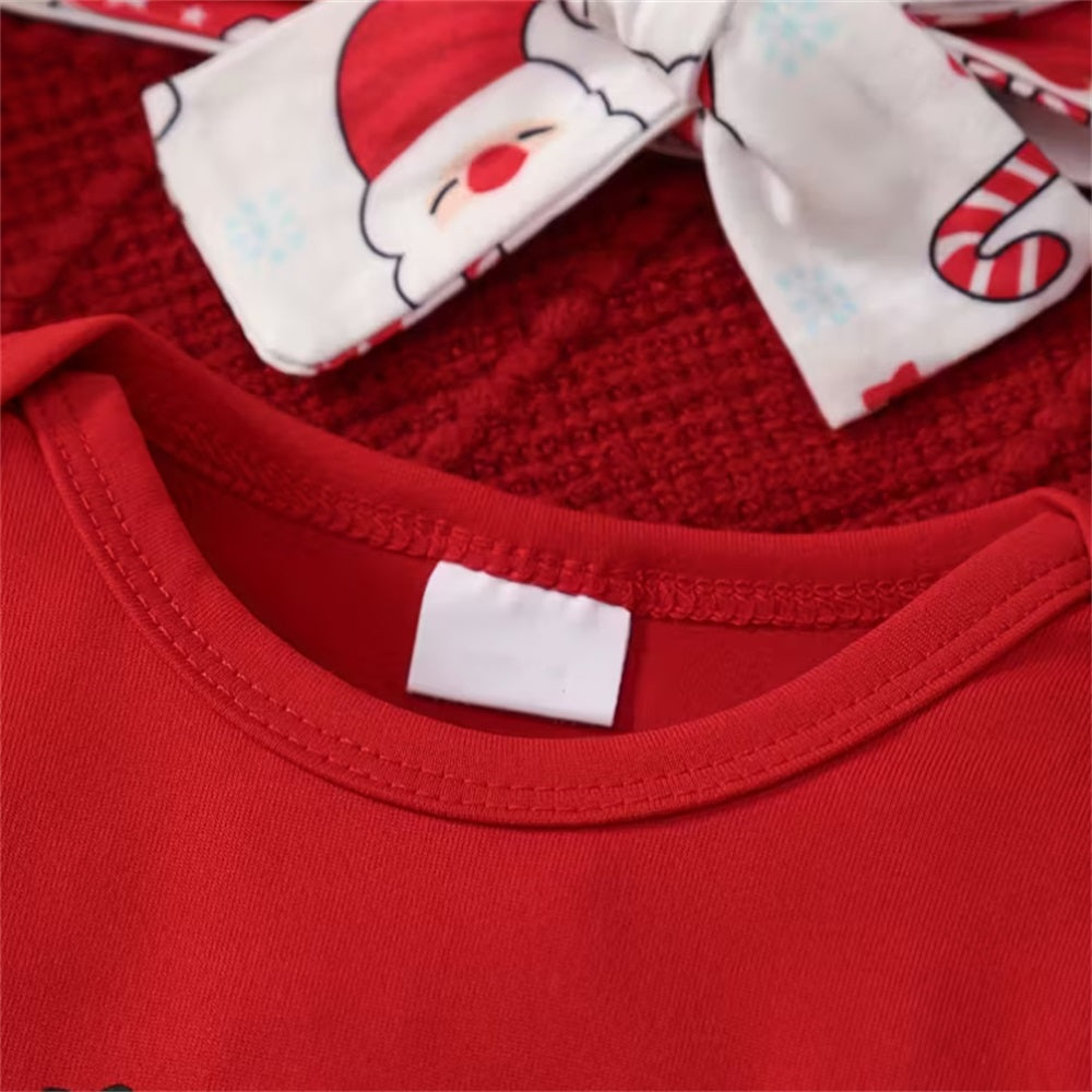 4PCS My 1st Christmas Letter Santa Claus Print Long Sleeve Baby Set