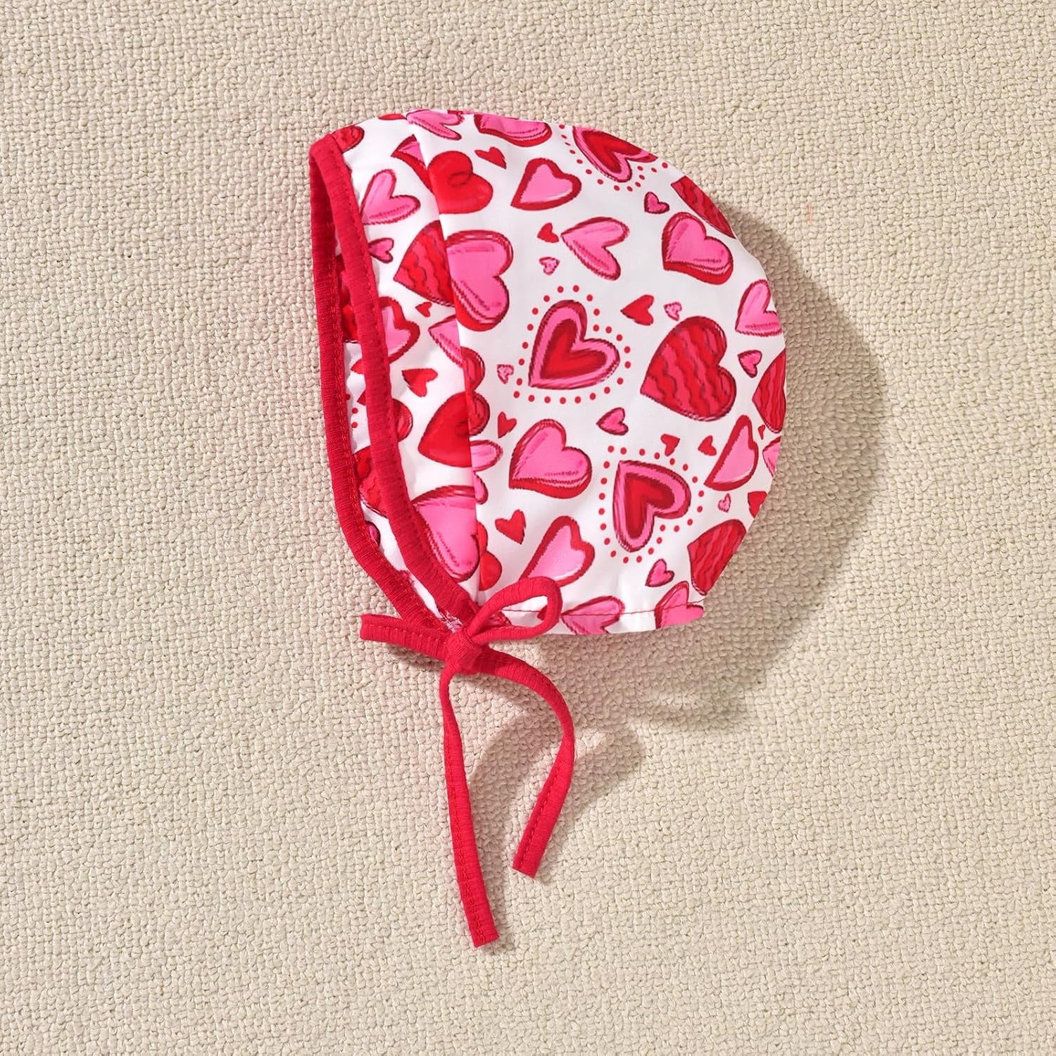 4PCS Cute Heart Print Long Sleeve Baby Romper With Hat