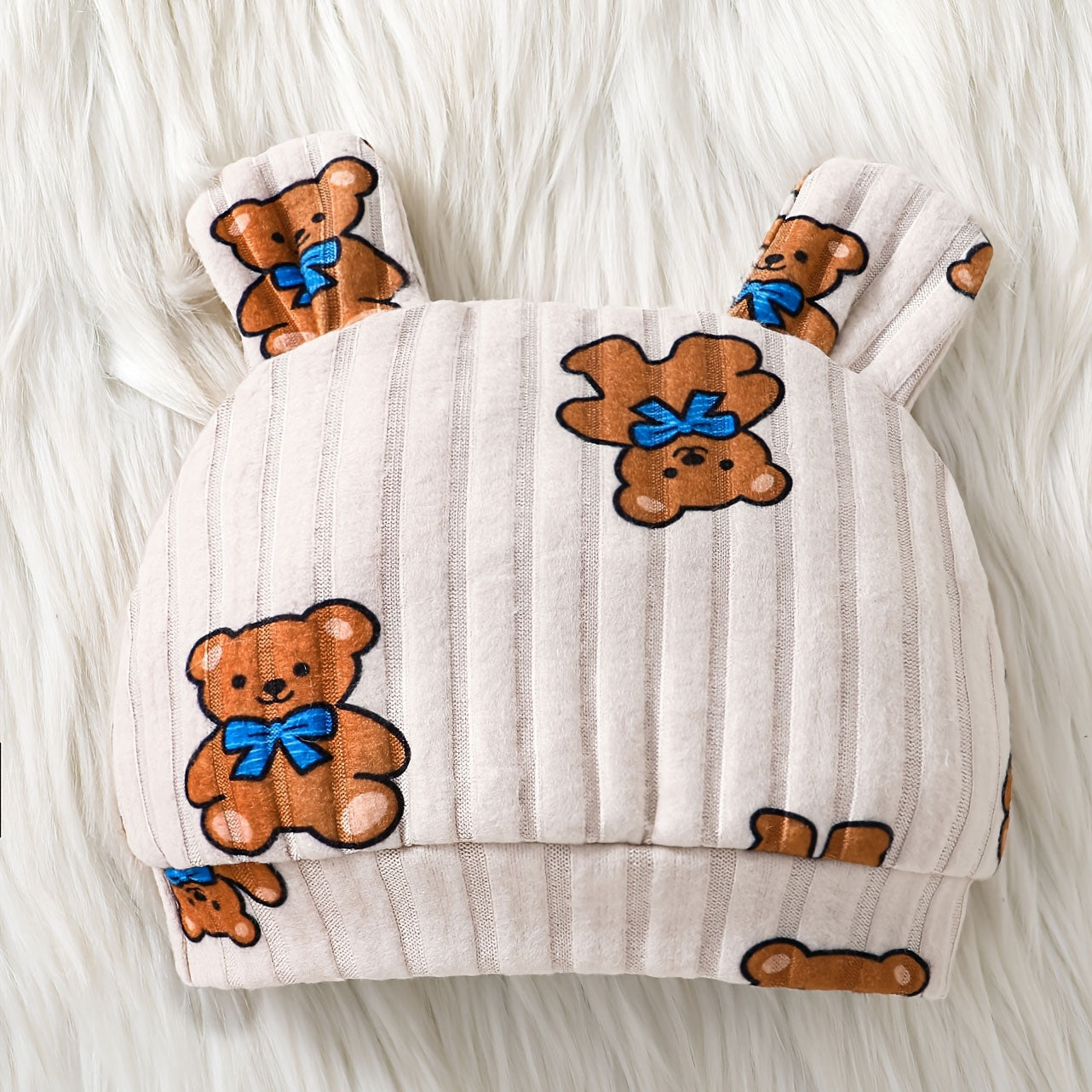 2PCS Bubbly Teddy Bear Print Long Sleeve Baby Jumpsuit