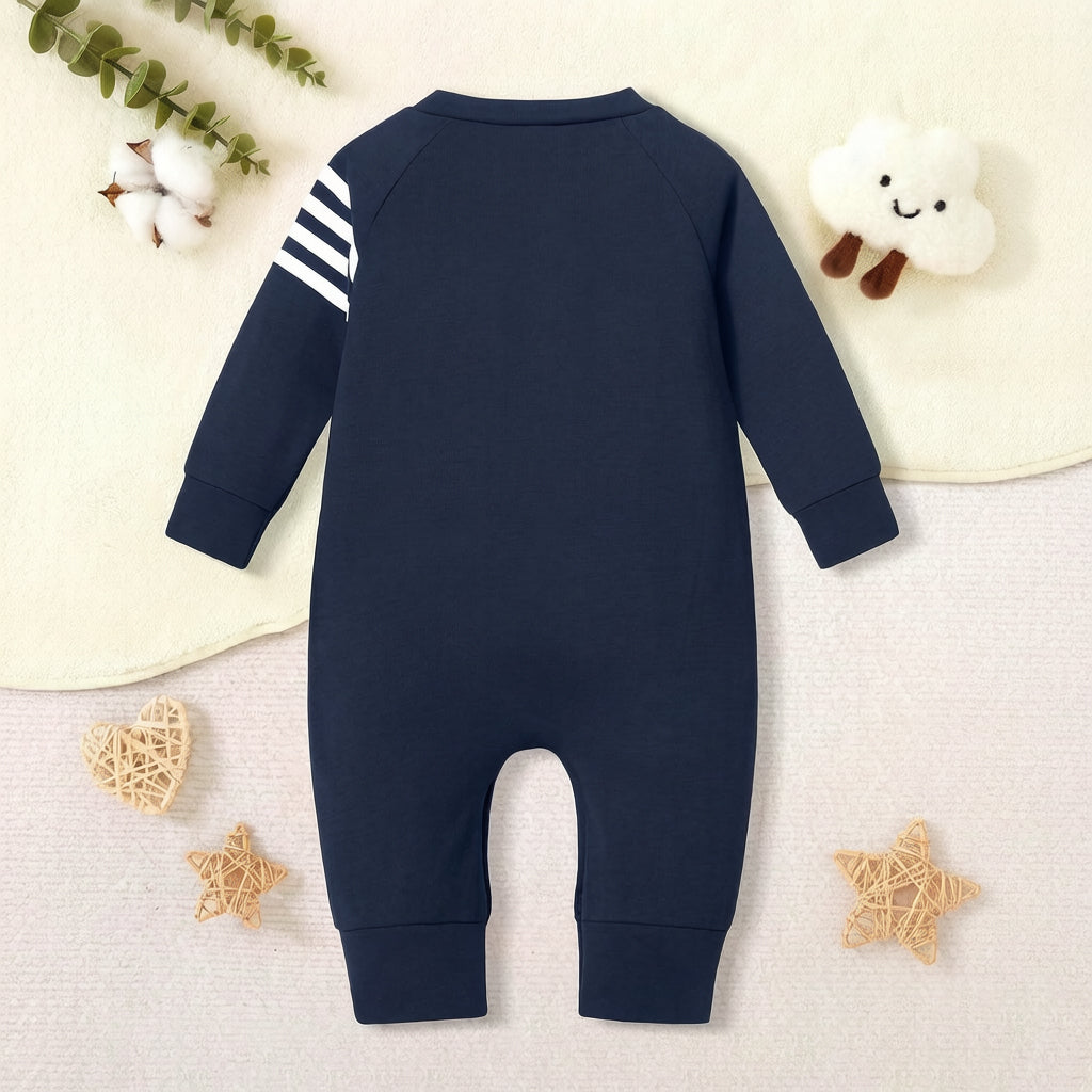 Casual Ain't No Mama Letter Stripe Print Long Sleeve Baby Jumpsuit