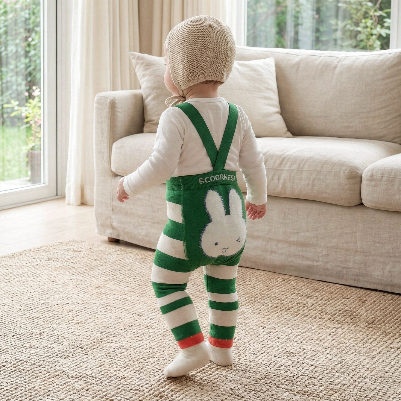 Soft Striped Cute Animal Applique Baby Suspender Tights