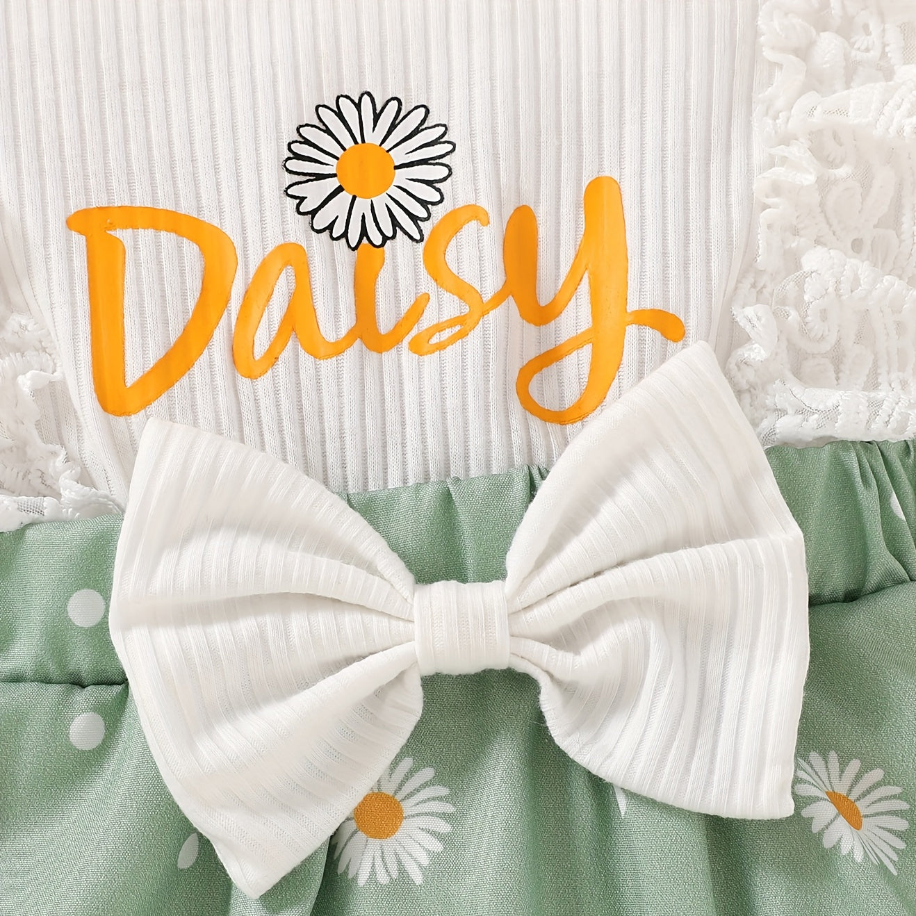 2PCS Sweet Daisy Print Short Sleeve Baby Romper