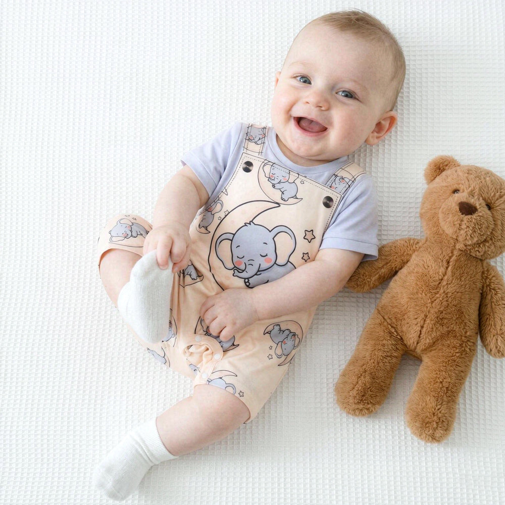 Lovely Elephant Print Short Sleeve Baby Jumpsuit