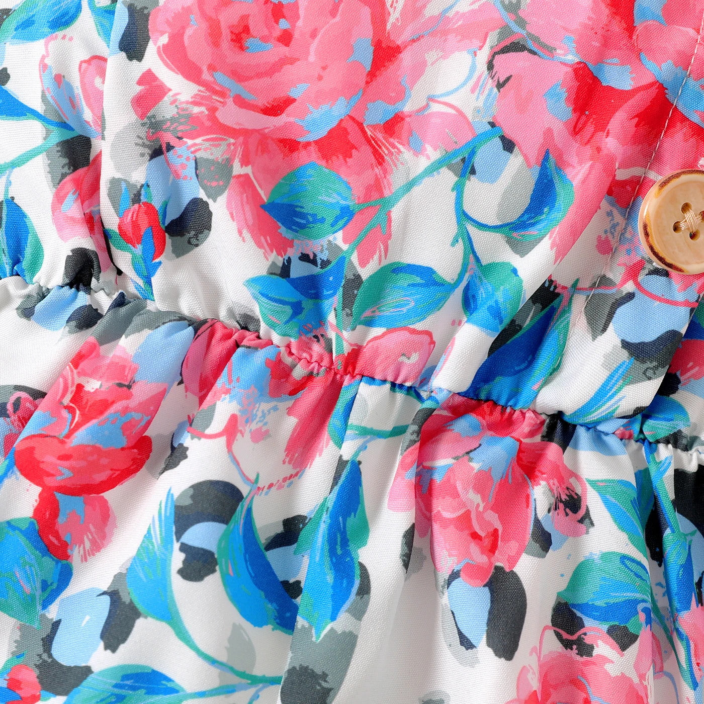 Romantic Floral Printed Flounce Sleeve Baby Jumpsuit