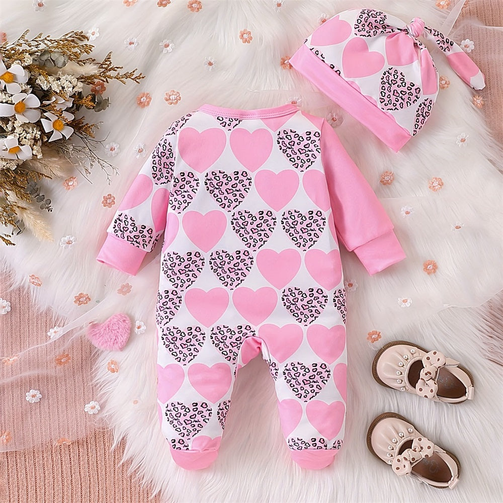 2PCS The Princess Letter Heart Printed Baby Jumpsuit
