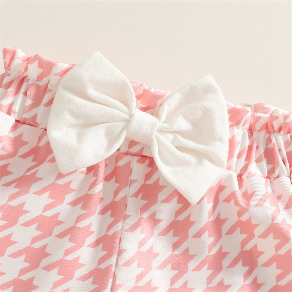 3PCS Daddy's Girl Letter Houndstooth Print Long Sleeve Baby Set