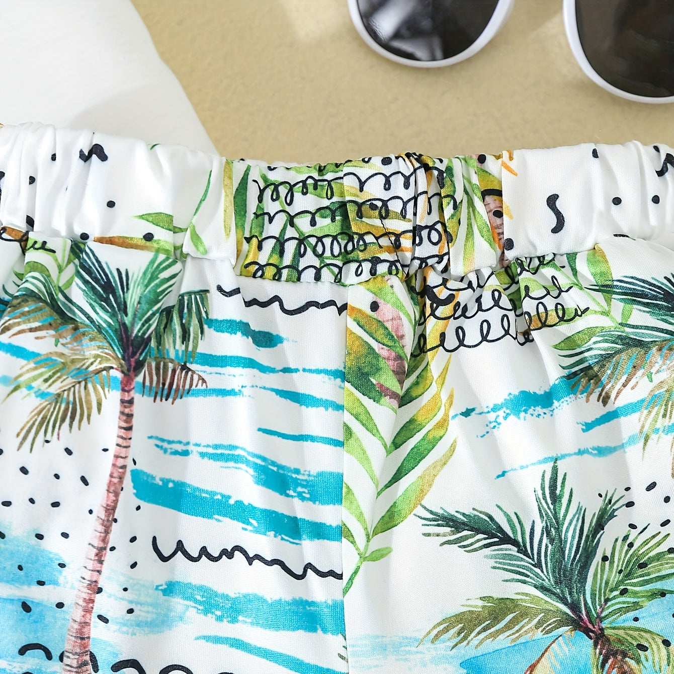 3PCS Summer Time Coconut Tree Printed Sleeveless Baby Set
