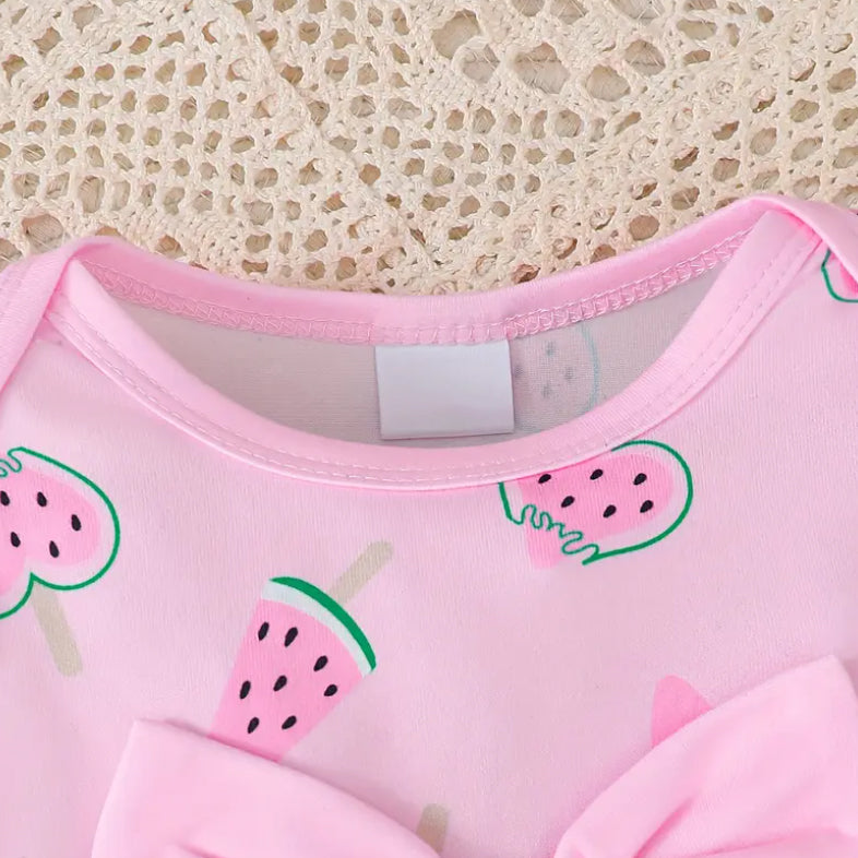 Lovely Watermelon Print Long Sleeve Baby Jumpsuit