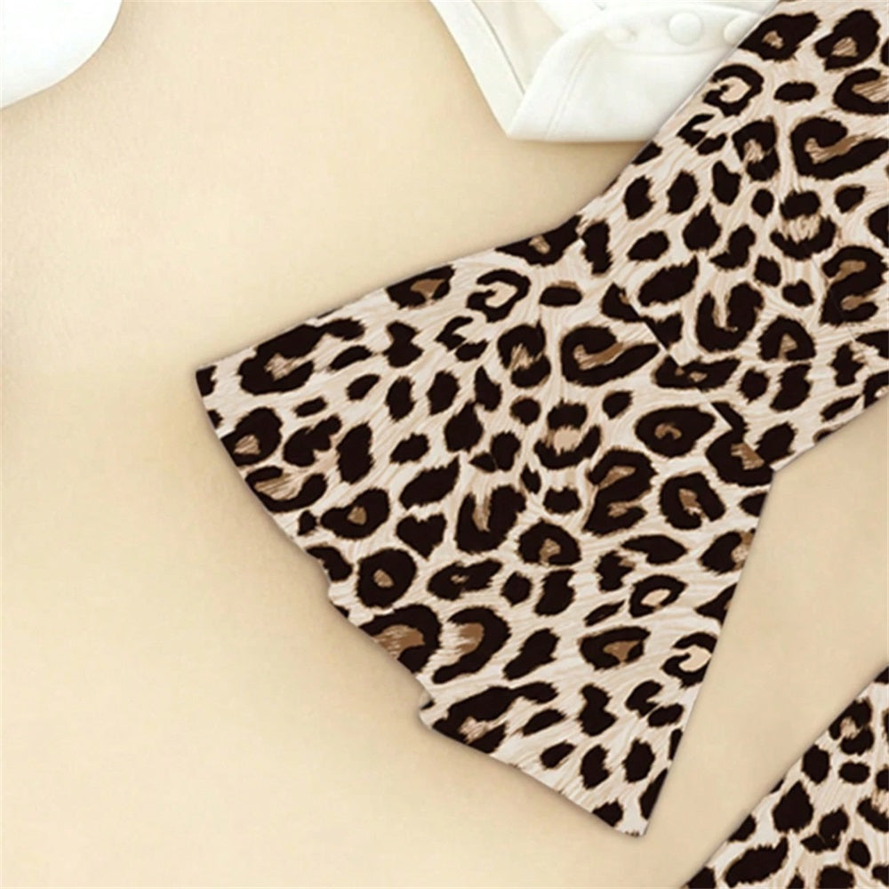2PCS Stylish Leopard Bow Print Long Sleeve Baby Set