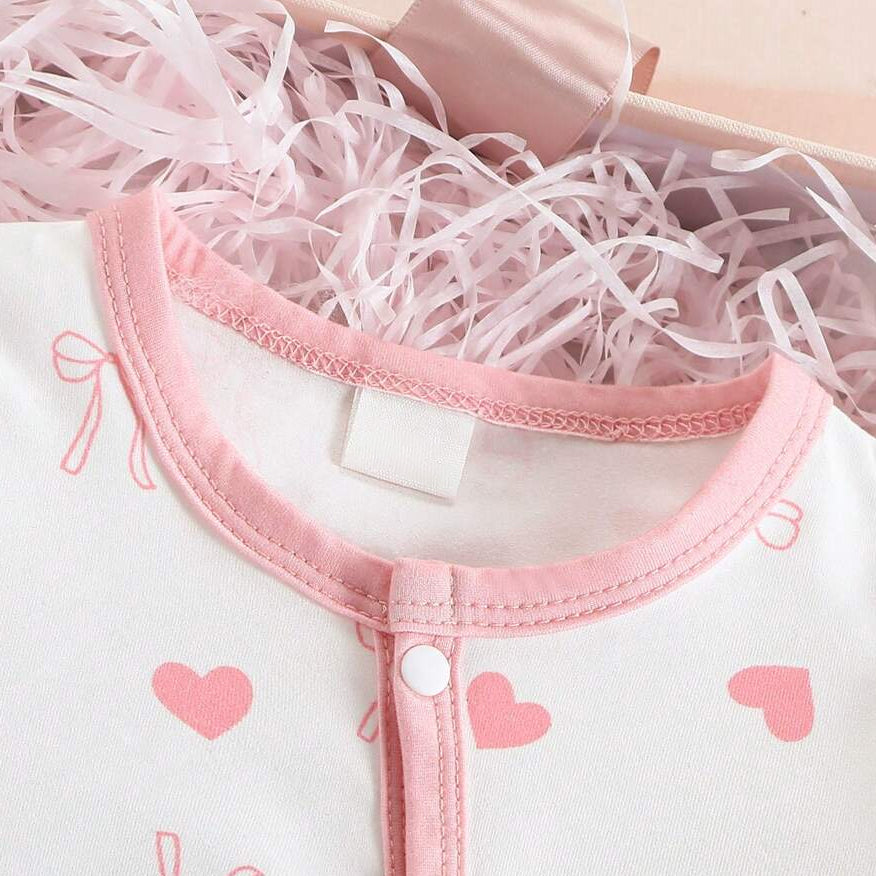 Cheerful Heart Print Long Sleeve Baby Girl Jumpsuit