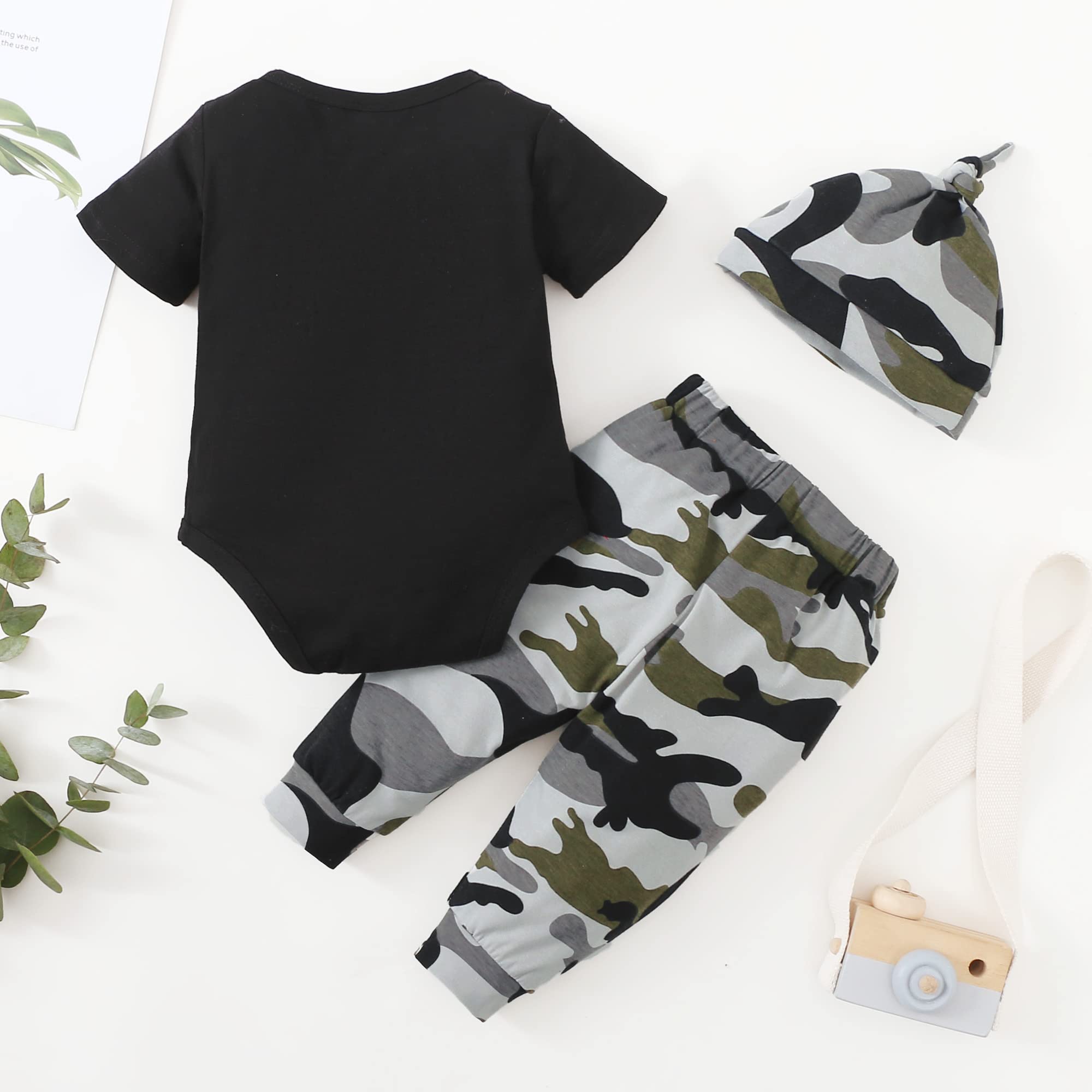 3PCS Daddy's Best Buddy Letter Printed Camouflage Baby Set