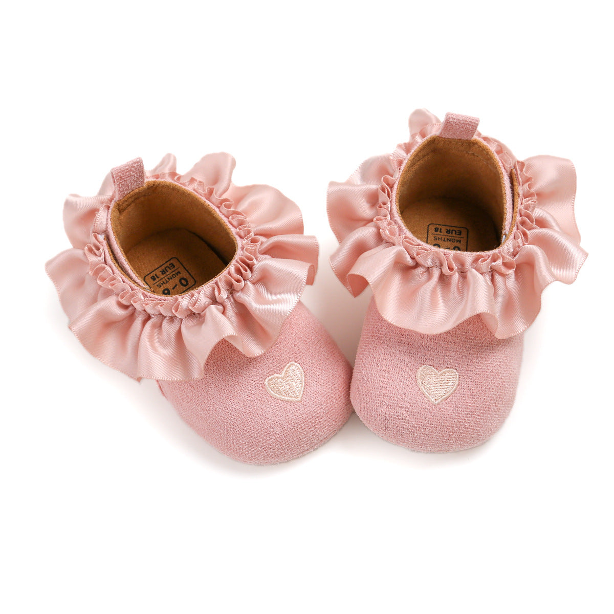Heart Embroidery Anti Slip Soft Girls Baby Shoes